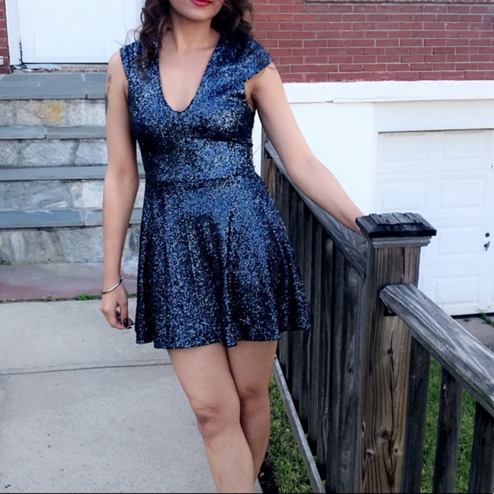 Topshop sequin skater dress